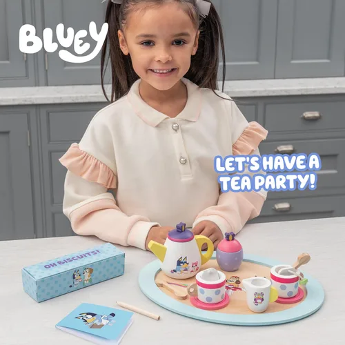 Miniatura 2 de 8th Wonder Bluey Toys - Juego de Fiesta de Té de Madera, Juego de Té Duradero de 18 Piezas con Bandeja, Tetera, Cucharaditas y Más, Juego