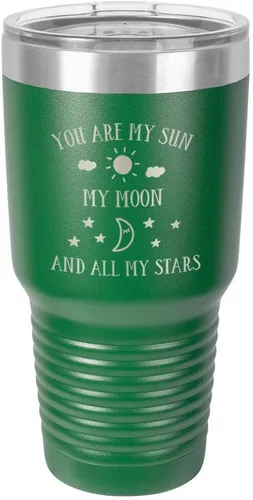 Miniatura 13 de Taza de viaje grabada con grabado en polvo de acero grabado con láser, con texto en inglés "You are MY SUN MY MOON AND ALL MY STARS", sin BPA
