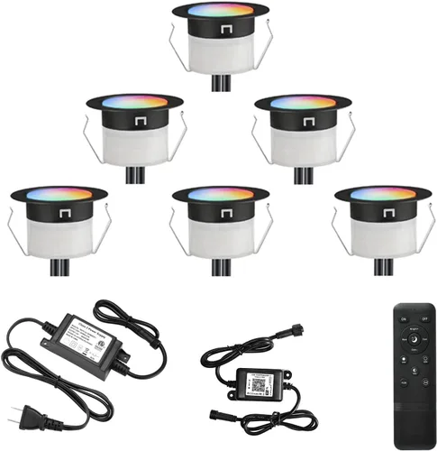 Miniatura 23 de Kit de luces LED para cubierta FVTLED, 10 piezas Φ1.22 WiFi Smart Phone Control de bajo voltaje empotrable RGBW para iluminación de cubierta Rgbw