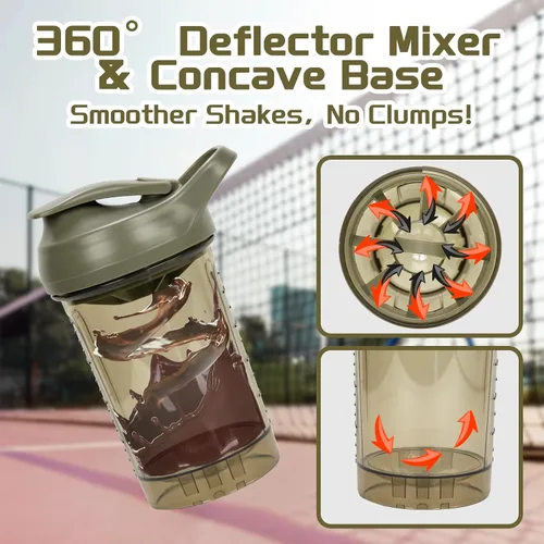 Miniatura 4 de Botella mezcladora de proteínas de 20 onzas, vasos mezcladores de proteínas a prueba de fugas para gimnasio, fitness y suplementos, material PETG