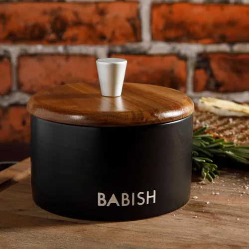 Miniatura 3 de Babish Bodega de sal de gres con tapa de madera - 4" X 3.5