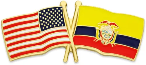 Miniatura 158 de PinMart Pin de solapa esmaltado con bandera de la amistad cruzada de Estados Unidos y el mundo