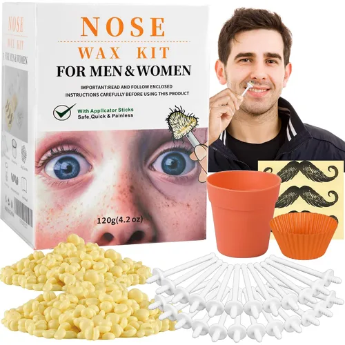 Miniatura 15 de Kit de cera nasal de CoFashion - 1.76 oz de cera para depilación, 20 aplicadores (hasta 20 usos), 10 vasos de papel para depilación de nariz y orejas