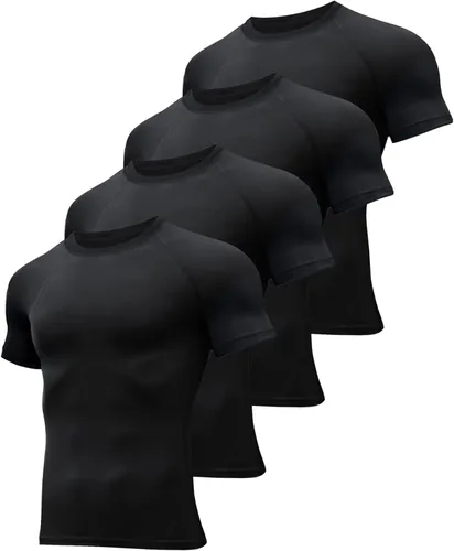 Paquete de 456 camisetas de compresión para hombre, manga corta, camiseta de protección contra erupciones, capa base, atlética, camiseta de