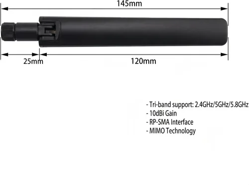 Miniatura 6 de Antena de tres bandas WiFi 6E 2X 10dBi 2.4GHz/5GHz/5.8GHz de alta ganancia MIMO RP-SMA macho para enrutador WiFi, tarjeta PCIe, adaptador