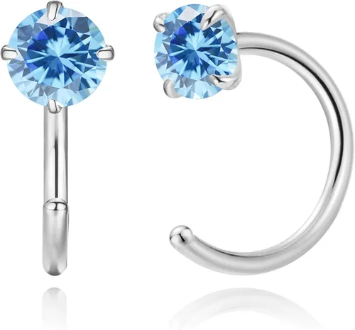 GLLBTPT Aretes pequeños Huggie de medio aro con circonita cúbica para cartílago hipoalergénico para mujeres, adolescentes y niñas (azul)
