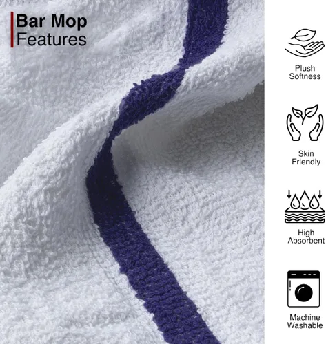 Miniatura 3 de CASA COPENHAGEN Toallas clásicas para trapeador de bar, paquete de 12, 15 x 19 pulgadas, 100% algodón, altamente absorbentes y duraderas, toallas