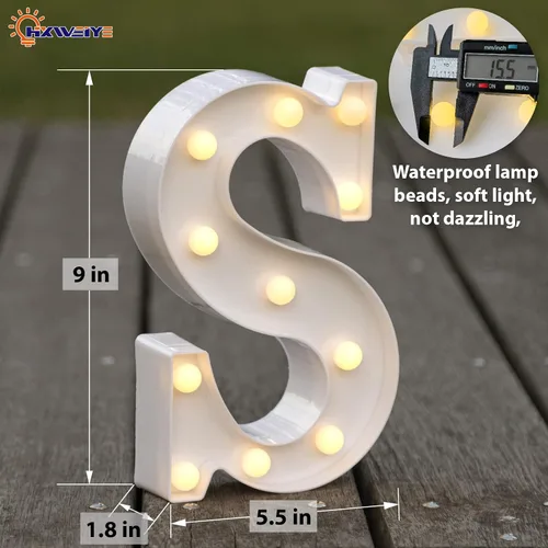 Miniatura 3 de HXWEIYE Letras iluminadas con luces LED, letreros luminosos de marquesina, 26 letras del alfabeto y 10 números para fiestas de cumpleaños, bares