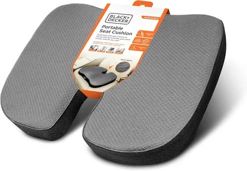 BLACK+DECKER Cojín de asiento de espuma viscoelástica acolchada y tejida en U para silla de oficina, coche, silla de ruedas y avión – Ergonómico,