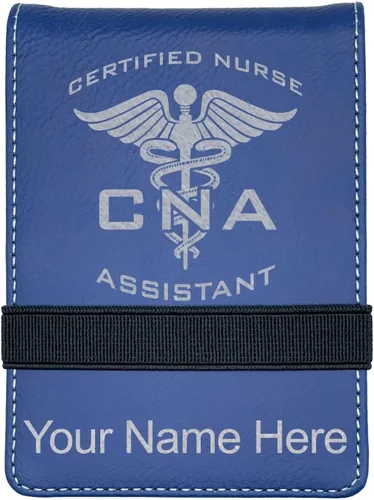 Miniatura 11 de LaserGram Mini padfolio con bloc de notas y bolígrafo, asistente de enfermera certificada por la CNA, grabado personalizado incluido (verde azulado)