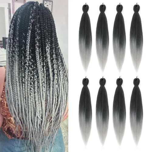 Miniatura 40 de Cabello trenzado preestirado - 12 pulgadas, 8 paquetes, cabello trenzado natural negro corto para trenzas torcidas o trenzas en caja, extensiones