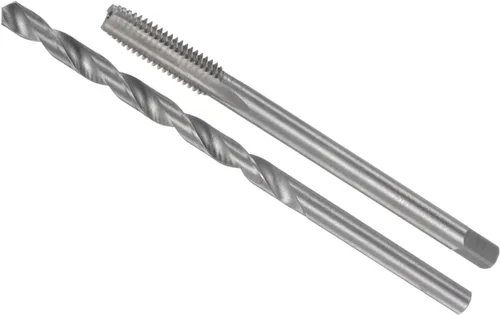 Juego de brocas y roscas, rosca M8 x 1.25 de 3.937 in de longitud, diámetro de taladro de 0.315 in, kit métrico extra largo de tornillo de máquina y
