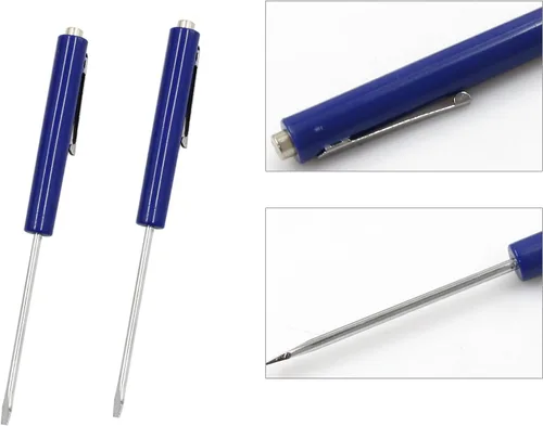 Miniatura 3 de Mini Destornillador de Bolsillo Azul Destornillador Portátil Ranurado con Puntas Ranuradas Magnéticas Fuertes 2 Piezas