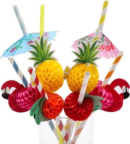 Miniatura 13 de 200 pajitas de papel biodegradables multicolor para suministros de fiesta, cumpleaños, novia/baby shower, decoraciones de Navidad y celebraciones