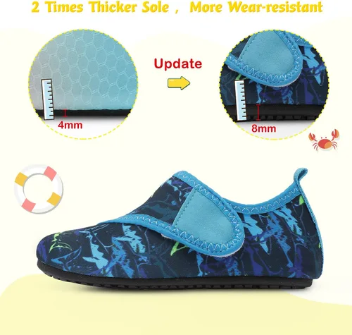 Miniatura 3 de LeIsfIt Zapatos de agua para niños y niñas, zapatos de playa para bebés, calcetines acuáticos antideslizantes para niños