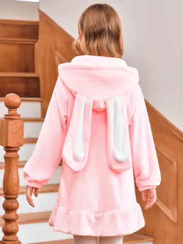 Miniatura 6 de Batermoon Sudaderas con capucha y orejas de conejito para niñas con cremallera de anime, abrigos de gran