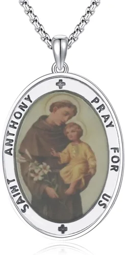 Miniatura 8 de Collar de plata de ley 925 con medalla de San Patrón, colgante de protección católica, amuleto, joyería religiosa para hombres y mujeres