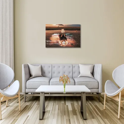 Miniatura 5 de KAWAHONE Mindset Is Everything - Lienzo decorativo para pared, diseño motivacional de rey león, con citas inspiradoras de emprendedor, póster