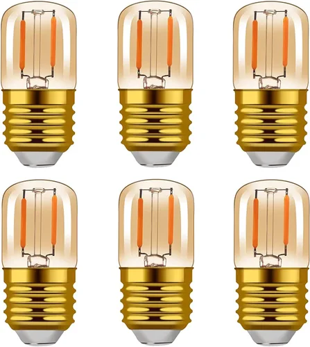 Miniatura 8 de Bombillas LED ámbar E26 de 1 W, T28 Mini Edison tubo lámpara de 2200 K cálidas, equivalente a 10 W, bombilla decorativa de repuesto no regulable