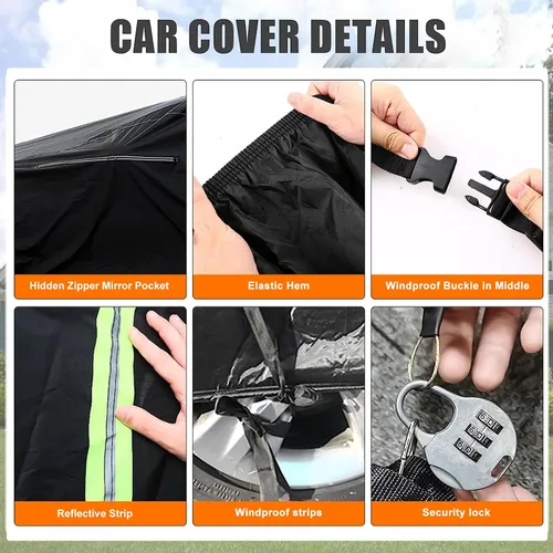Miniatura 6 de Funda impermeable para automóvil compatible con Mazda MX-5 Miata 1989-1997, 210T para todo tipo de clima, con interior de algodón y puerta