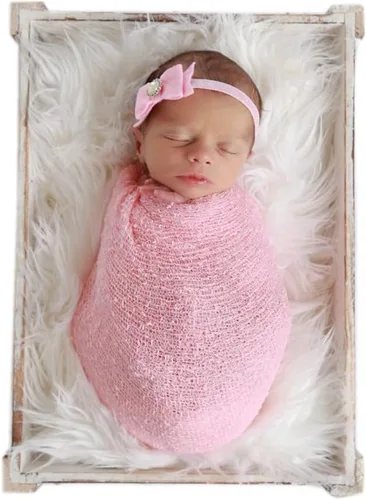 Coberllus Accesorios de fotografía para bebés recién nacidos, tela elástica y ondulada, para sesión de fotos de niños y niñas (rosa claro)