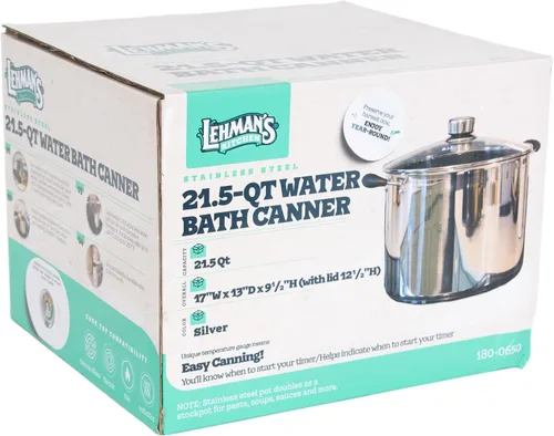 Miniatura 6 de Lehman's Jarra de baño de agua de 21.5 cuartos de galón con medidor de presión, olla de acero inoxidable duradera para conservas y conservas