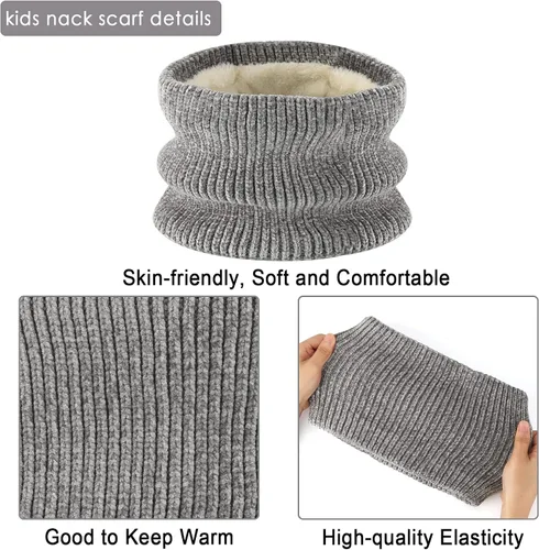 Miniatura 5 de Toddler Boys Girls Winter Warm Knit Beanie Hat Neck Scarf Touchscreen Gloves with Fleece Lined Cap for 3-10 Year Kid Gifts