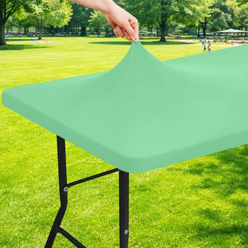 Miniatura 25 de Moosfor Mantel rectangular de elastano de 4 pies, manteles elásticos ajustables para pícnic, funda elástica y lavable para mesa de patio para Azul