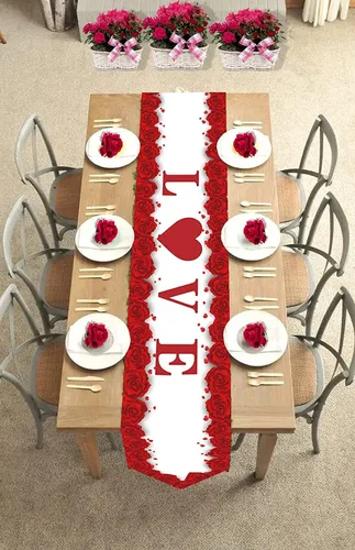 Miniatura 3 de Crazy Man Camino de mesa y fundas de corazón rojo para el día de San Valentín