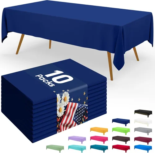 Miniatura 35 de Smiry - Juego de 6 manteles desechables, 54 x 78 pulgadas, manteles impermeables rectangulares para fiestas, cubierta de mesa de plástico