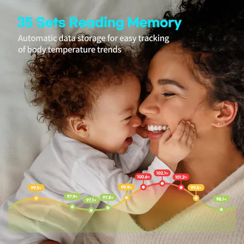 Miniatura 5 de HubiBaby - Termómetro infrarrojo sin contacto para adultos, termómetro digital preciso para la frente, pantalla LED grande, alarma de fiebre