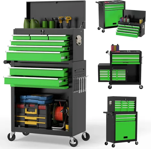 Miniatura 10 de On Shine Cofre de herramientas con ruedas de 8 cajones, caja de herramientas rodante de gran capacidad con ruedas, caja de herramientas mecánica