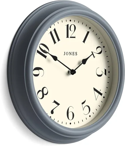 Miniatura 7 de JONES CLOCKS® Serenity - Reloj de pared Reloj redondo clásico 12 pulgadas Gris medio Números arábigos bonitos Diseño decorativo ideal