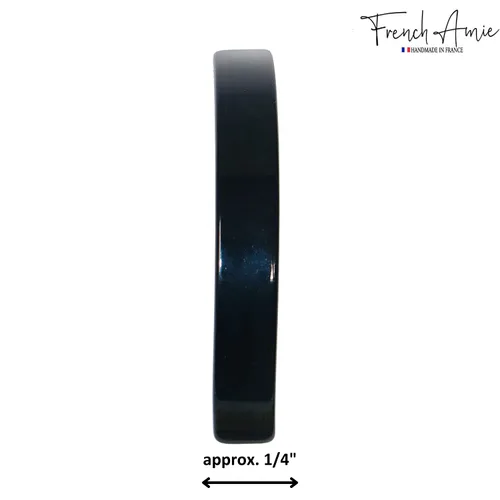 Miniatura 5 de French Amie Pasador automático hecho a mano de acetato de celuloide pequeño negro curvado de 2.5 pulgadas con cierre dorado