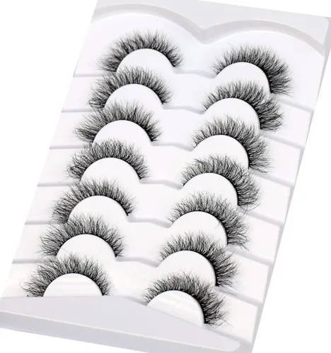 Miniatura 798 de Pooplunch - Pestañas postizas finas de visón sintético, estilo ojo de gato, naturales, cruzadas, tipo racimo, efecto 8D de volumen, tiras