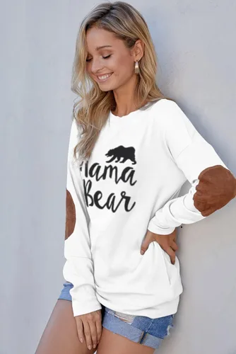 Miniatura 4 de Pink Queen - Blusa suelta de mujer con cuello redondo, camiseta de manga murciélago con parches