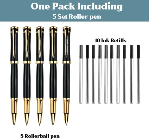 Miniatura 6 de Ancolo Bolígrafos Negros Personalizados para Negocios Ejecutivos - Punta Media con 10 Recambios de Tinta Negra Personalizados con Tu Nombre