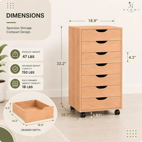 Miniatura 2 de Cajón de 5 cajones con gabinete de 2 estantes, negro, almacenamiento inteligente, perfilado con divisores ajustables, ruedas con cerradura