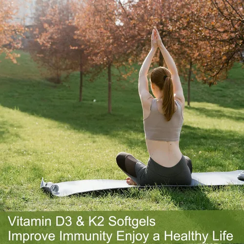 Miniatura 6 de 300 unidades 2 en 1 de vitamina D3 10000 iu Plus K2 (MK-7) 200 mcg, cápsulas blandas de aceite de coco con vitaminas D y K, apoya la salud ósea