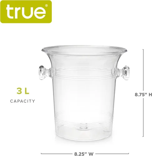 Miniatura 3 de Cubo de Hielo de Acrílico Transparente Verdadero con Asas, Capacidad de 3 Litros, Cubo Duradero para Vino y Champán, Perfecto para Fiestas, BBQs