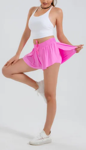 Miniatura 6 de Yknktstc 3 Pack Womens 2 in 1 Flowy Running Shorts with Pockets Gym Yoga Athletic Workout Biker Spandex Lounge Sweat Skirt