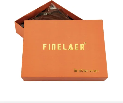 Miniatura 6 de FINELAER Carteras delgadas de cuero con bolsillo frontal para hombre Coñac Minimalista
