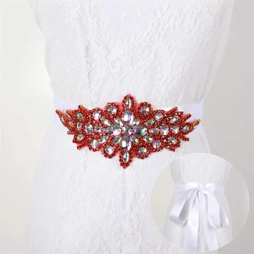 Miniatura 17 de Apliques de cuentas de perlas de diamantes de imitación rojos apliques de novia accesorios de cristal de ajuste de diamantes de imitación
