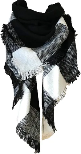 Miniatura 131 de Wander Agio - Bufanda envolvente con diseño a cuadros o triangular para mujer, cálida y larga, de punto, sensación de cachemira, chal