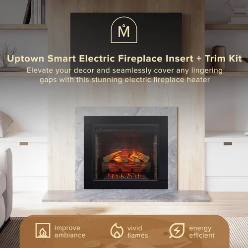Miniatura 2 de Modern Ember Uptown - Inserto de chimenea eléctrica inteligente de 23 pulgadas + kit de molduras, habilitado para Alexa/WiFi, incluye control Kit