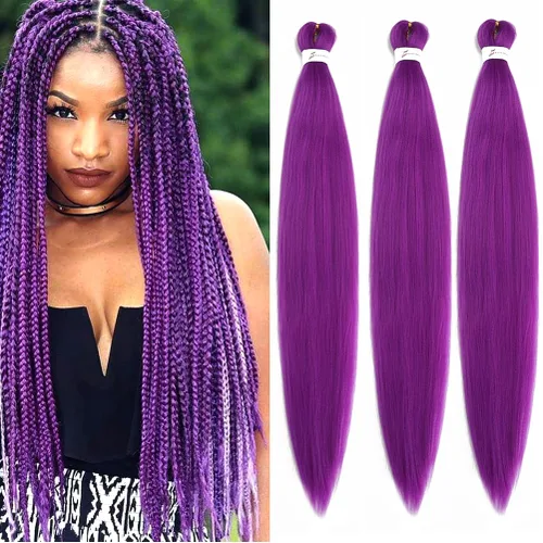 Miniatura 79 de Xiaofeng Extensiones de cabello trenzado coloridas Ombre de 61 cm, 3 unidades, trenzas Jumbo de alta temperatura para trenzas en zigzag y trenzas