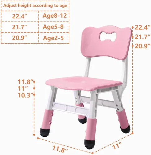 Miniatura 2 de Sillas ajustables para niños de 3 niveles ajustables para interiores adecuadas para niños de 2 a 6 años. Carga máxima de 220 libras, adecuadas