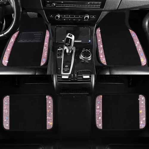 Miniatura 2 de VarCozy - Alfombras brillantes con diamantes de imitación para autos, alfombras de purpurina con cristales para el suelo del automóvil