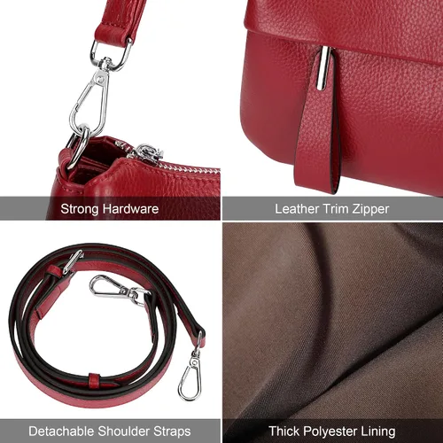 Miniatura 32 de Over Earth Genuine Leather Crossbody Bags for Women Small Hobo Handbags Shoulder Purses with 2 Detachable Straps