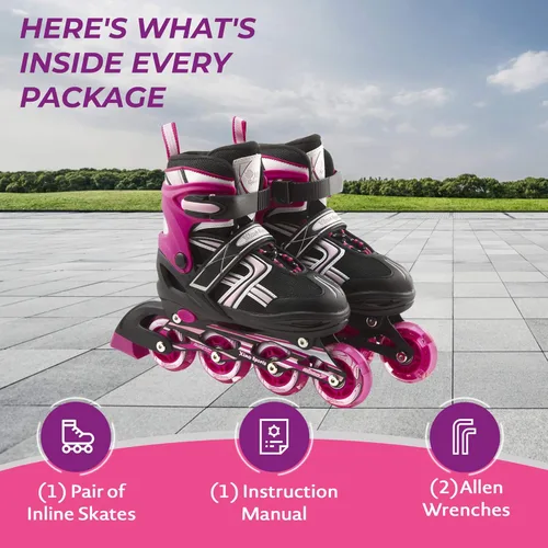 Miniatura 5 de Xino Sports Patines en línea para niños y niñas – Patines ajustables con ruedas iluminadas LED – Patines juveniles para interiores y exteriores